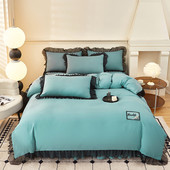 货源欧式 被套刺绣公主风四件套蕾丝花边床上纯色轻奢床裙加厚