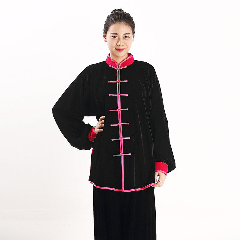 宏极秋冬彩扣太极服武术服不倒绒保暖晨练中老年加厚加密