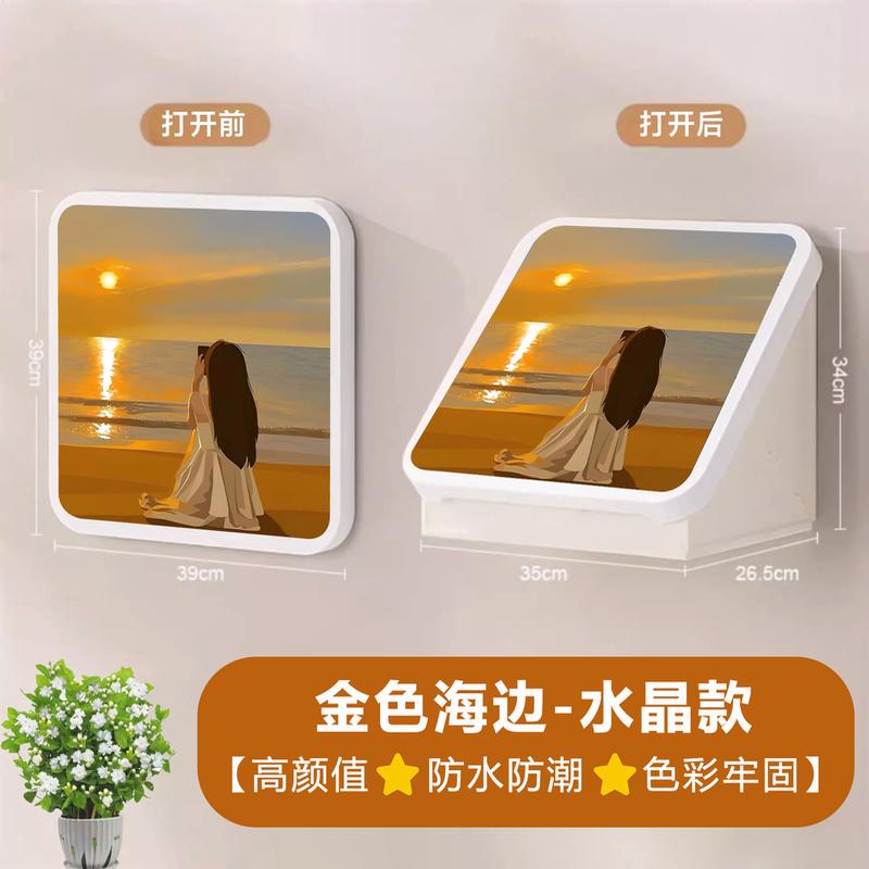 qt浴室壁画收纳箱洗澡防水置物架折叠挂画墙柜子衣服卫生间放盒神