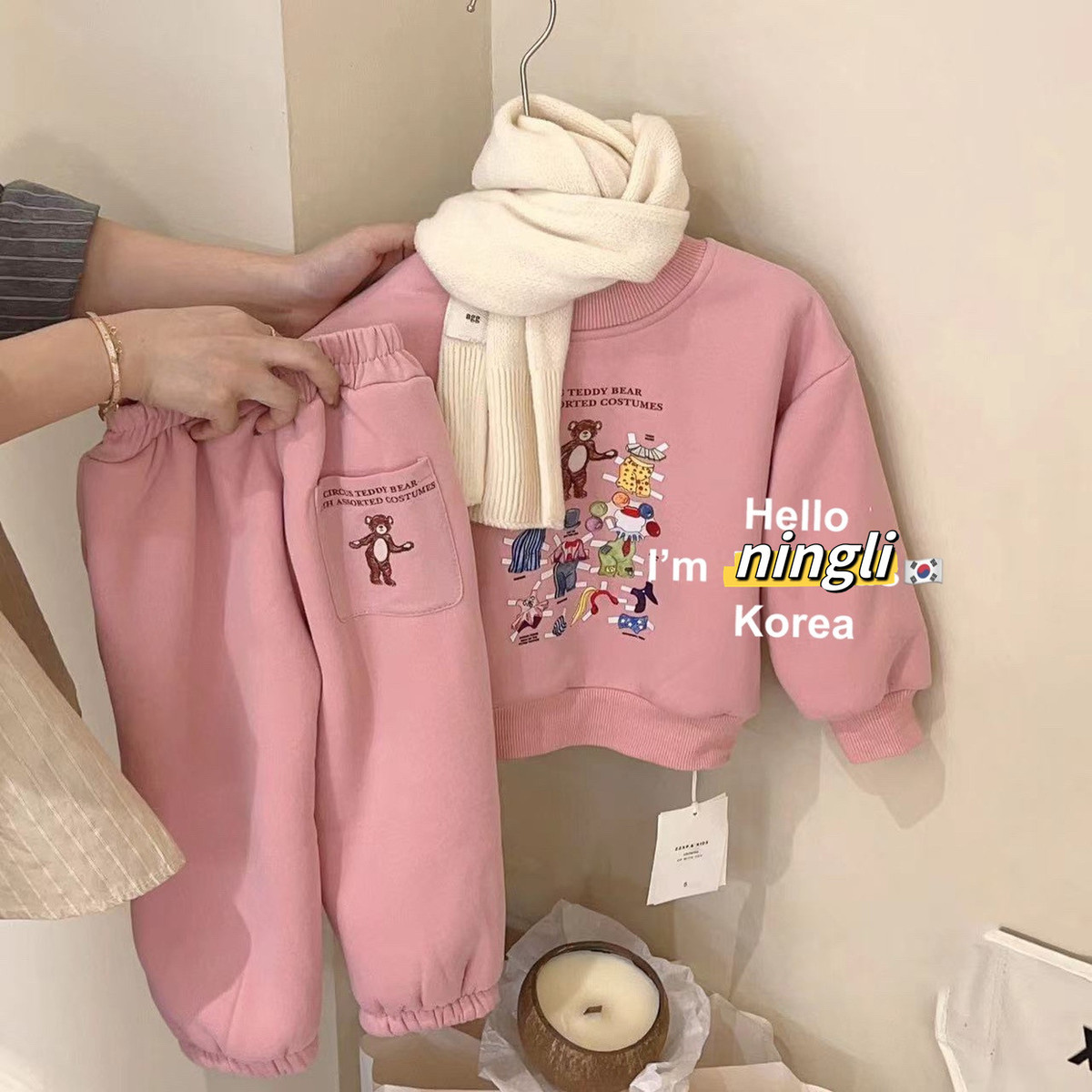 儿童套装韩国童装24秋冬季女童卡通印花卫衣小女孩休闲束脚裤套装