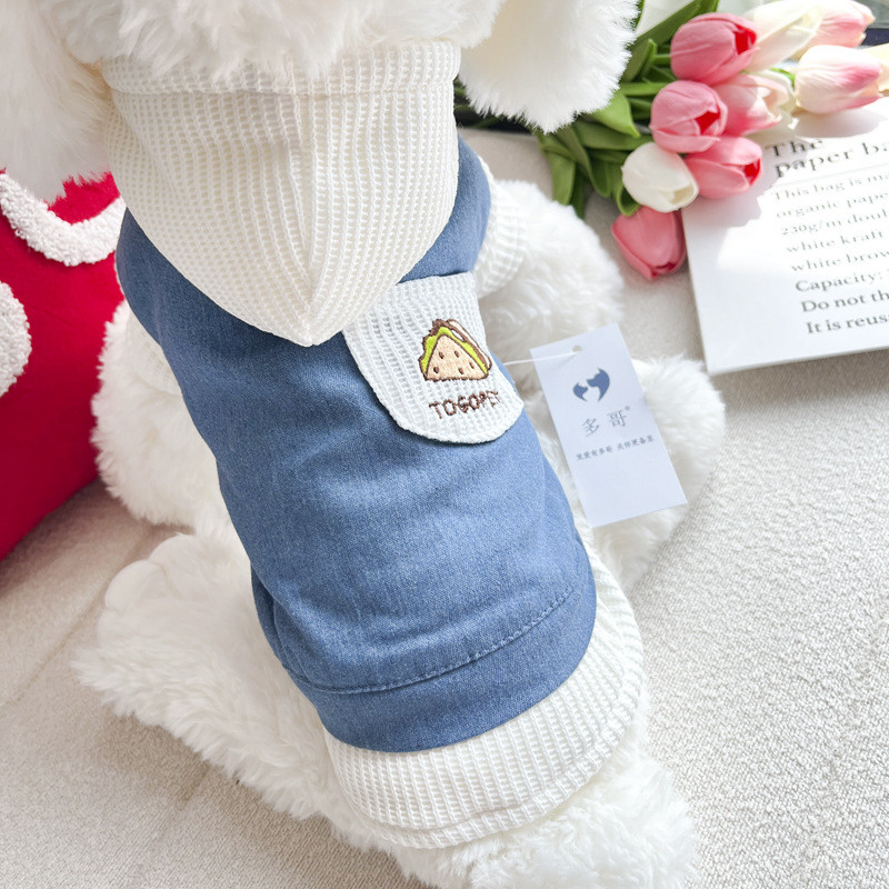 狗狗衣服泰迪比熊约克夏小型猫咪宠物幼犬秋冬新装加绒牛仔两脚衣