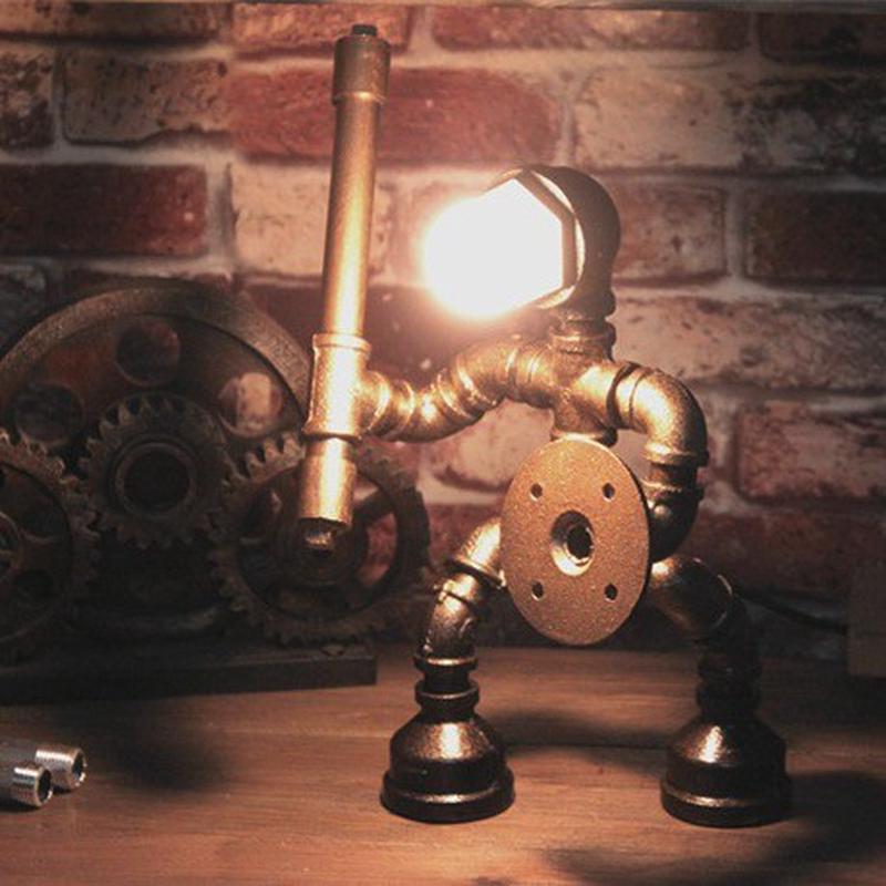 loft工业风复古台灯机器人护眼灯个性宿舍酒吧装饰创意礼品水管