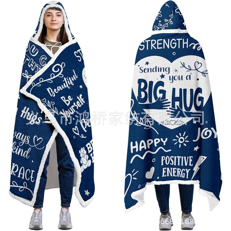 厂家直供夏尔巴羊毛可穿戴毛毯连帽衫圣诞节送给亲人毯穿戴礼品