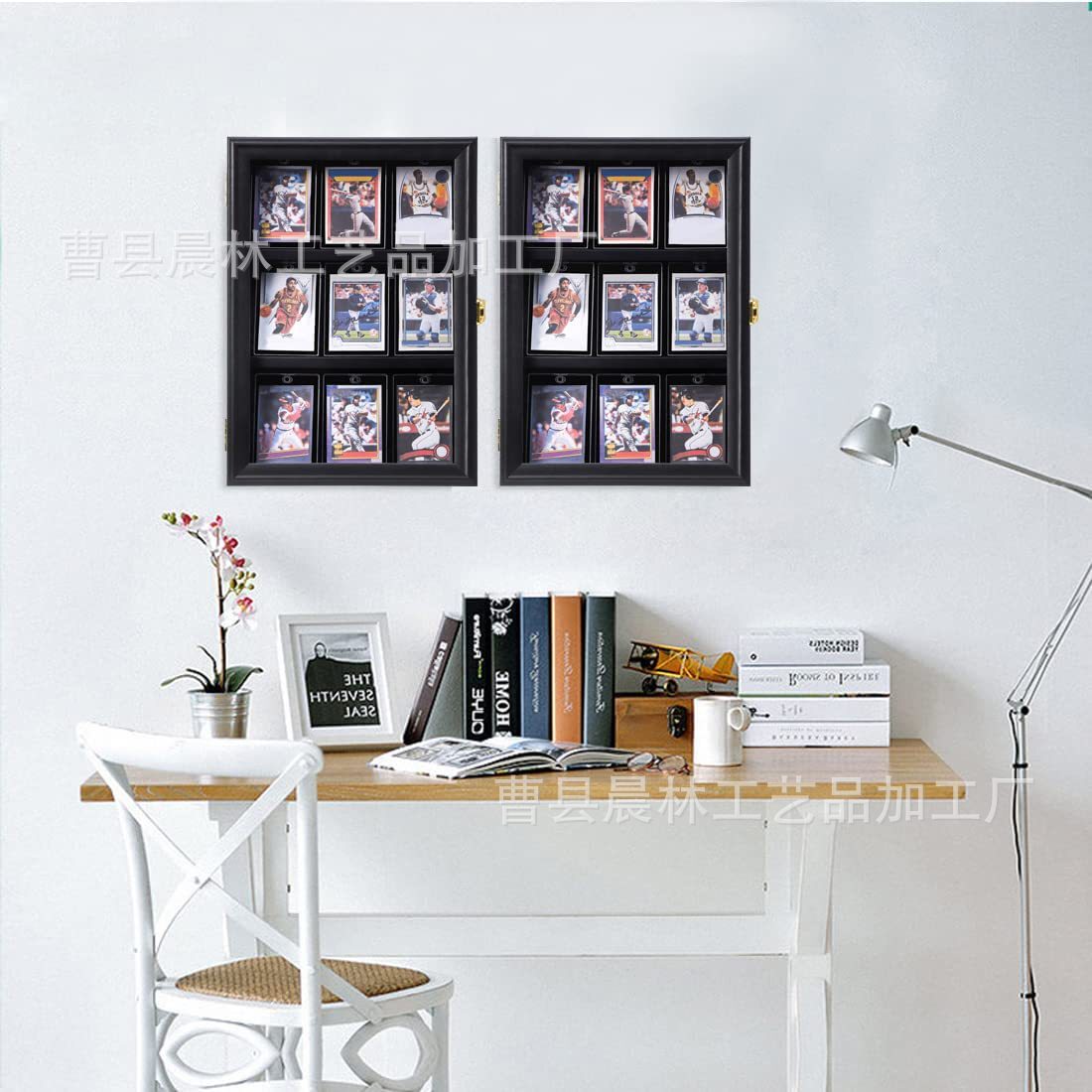 木质球星壁挂式收纳盒卡片墙上球星卡片存储盒木制透明收藏盒