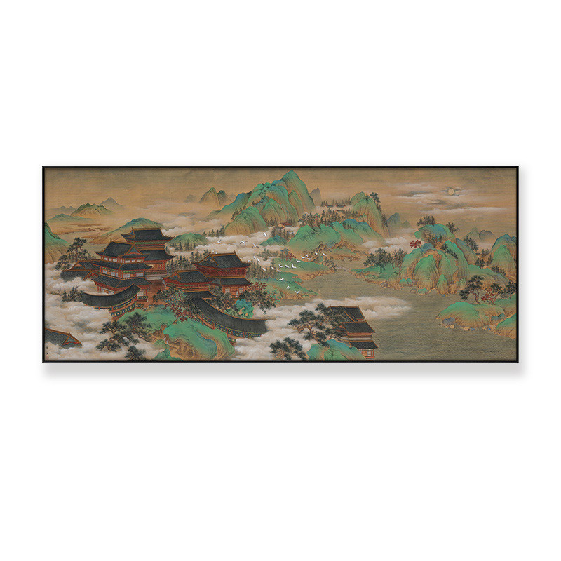 新中式大气装饰画山水复古客厅沙发背景墙挂画酒店售楼部立体壁画图片