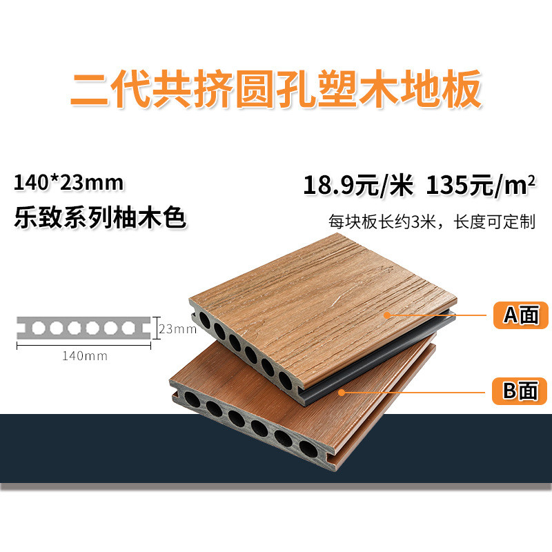 pe户外浮雕塑木地板二代共挤系列批发防腐木塑料仿木木塑板阳台露