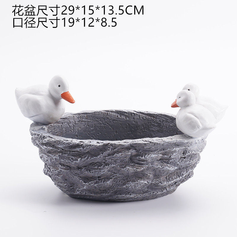 庭院室内家居绿植装饰树脂仿石头多肉花盆无孔铜钱草水培荷花睡莲
