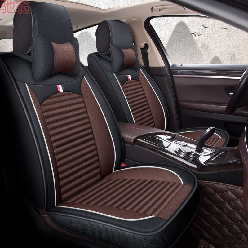 L5U汽车座套亚麻四季通用全包布艺专用座椅套棉麻汽车坐垫新款座