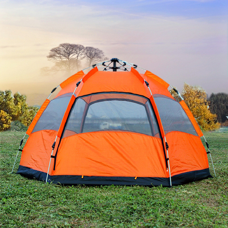 帐篷开搭快开户外露营帐篷双层六角自动帐篷野营防雨速免沙滩防晒