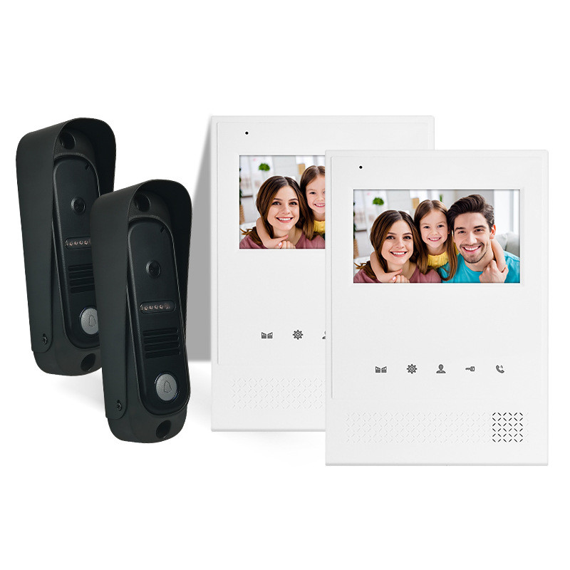 可视楼宇对讲4.3寸四线制可视可视门铃对讲门禁刷卡系统模块语音