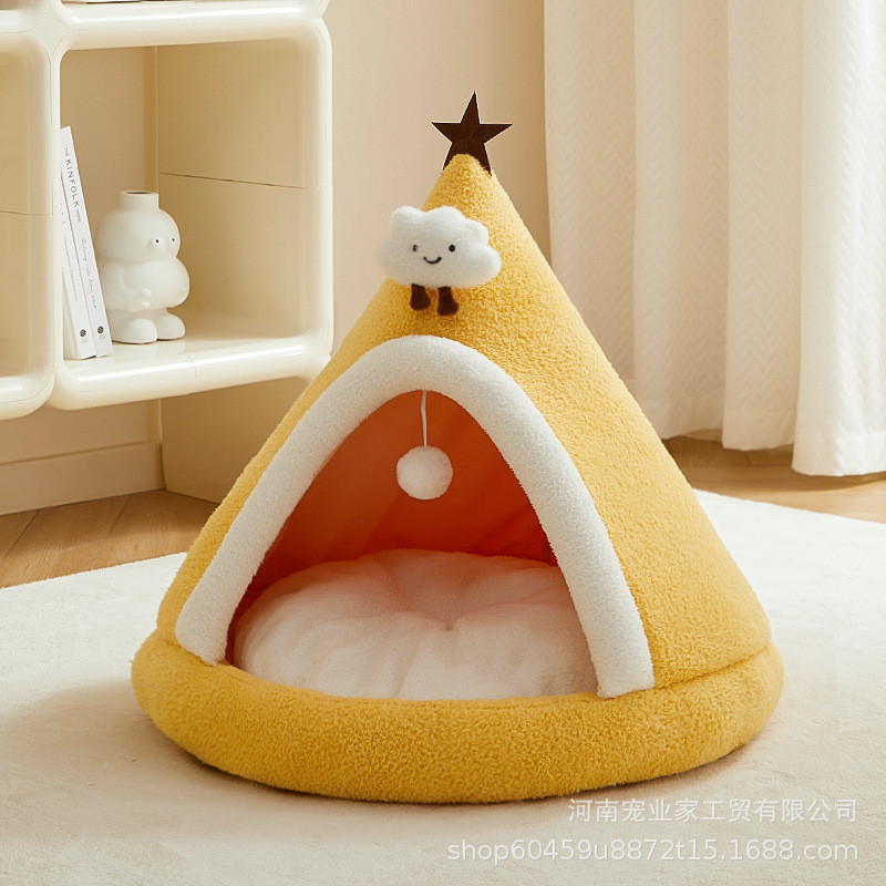 猫窝冬季保暖猫屋房子型帐篷半封闭式猫床小型犬泰迪四季通用猫窝