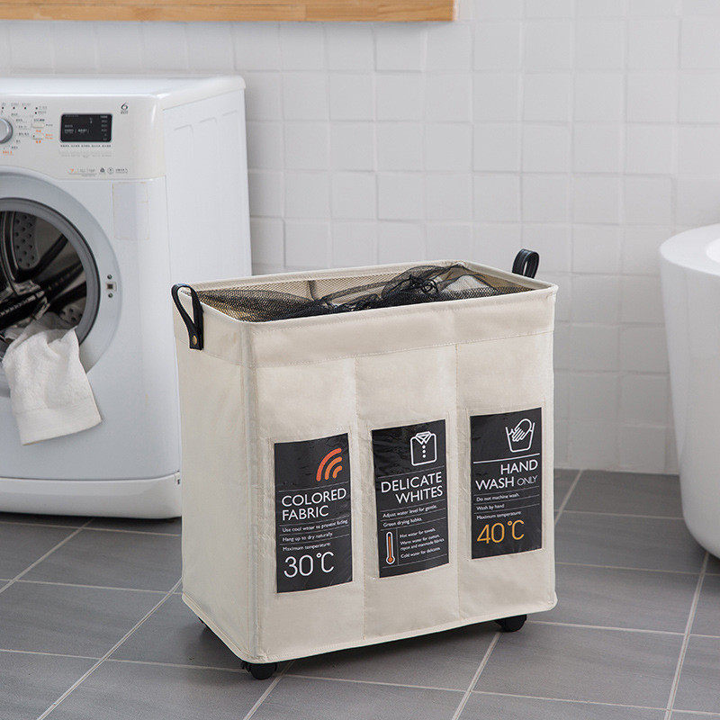 三格网布束口带轮子脏衣篮杂物收纳筐脏衣篓洗衣筐浴室大号洗衣篮,收纳整理,运动器材收纳用具,淘宝优惠券,粉丝福利购,淘宝优惠卷