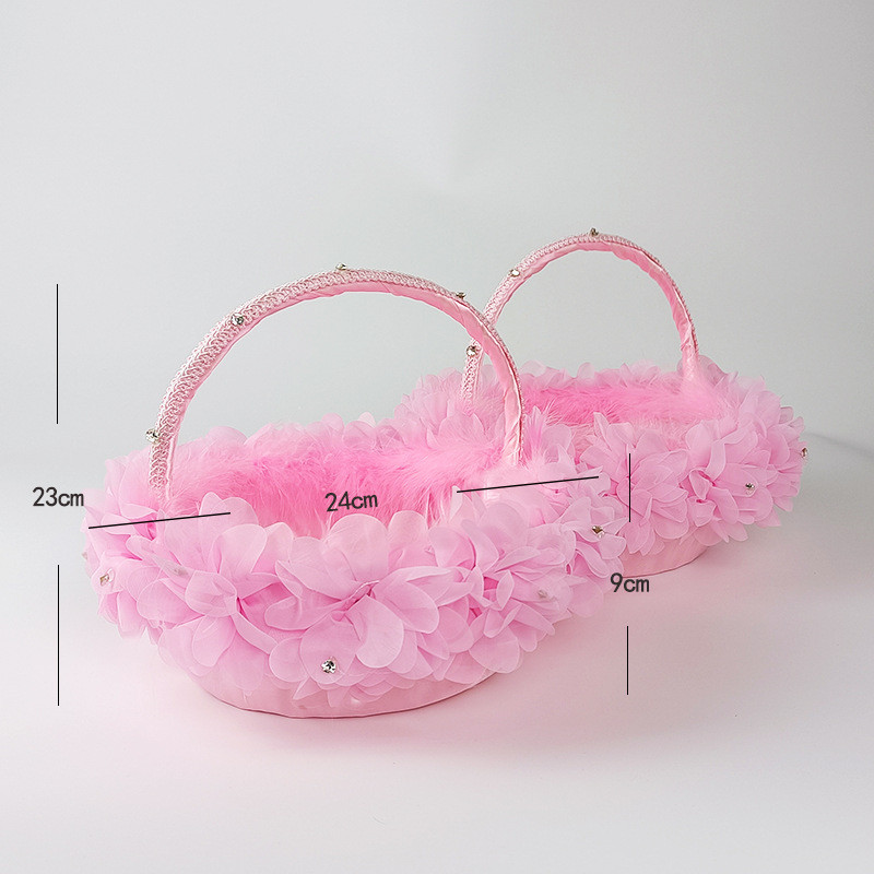 m3no小婚礼手提花篮婚庆结婚批发花童撒花篮节日晚会舞蹈用蕾丝装