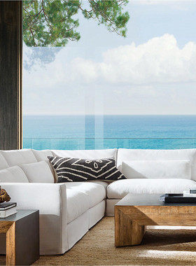 美式乡村rh复古布艺沙发模块组合客厅定制别墅可会所休闲拆洗沙发