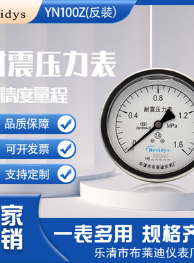 压力表YN100Z轴向耐震不锈钢气压油压液压高压真空压力表0-2.5mpa