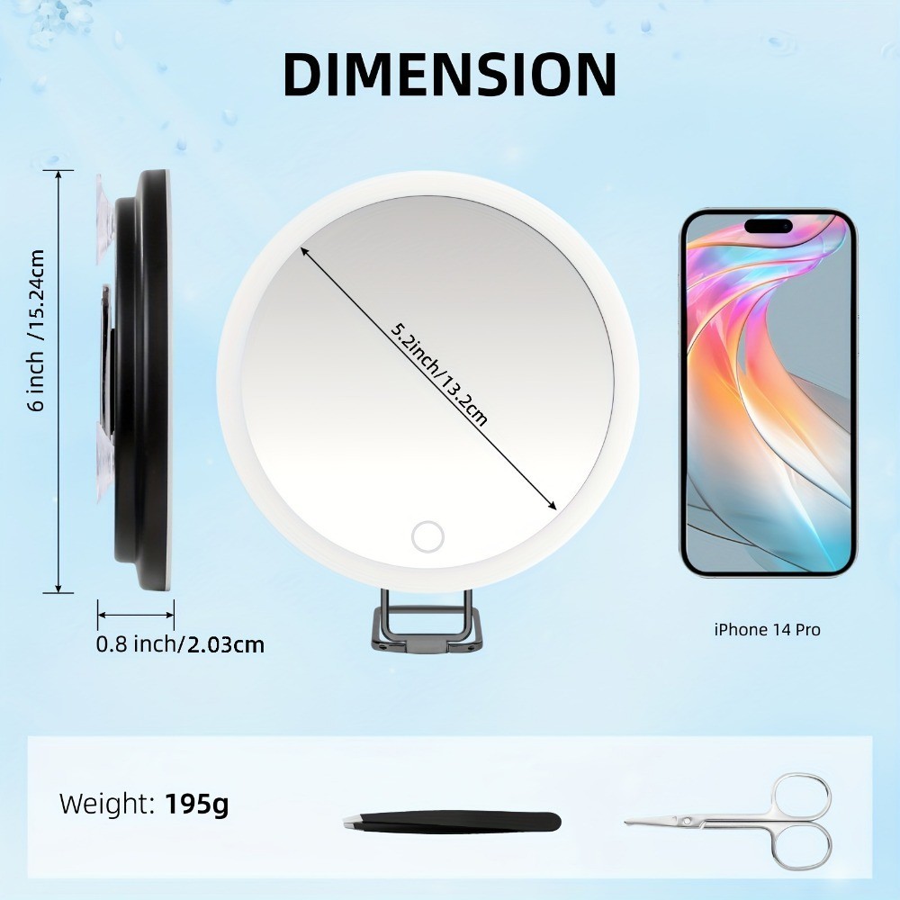 6支架30倍化妆镜10x20x放大镜充电led补光带灯放大360度旋转英寸