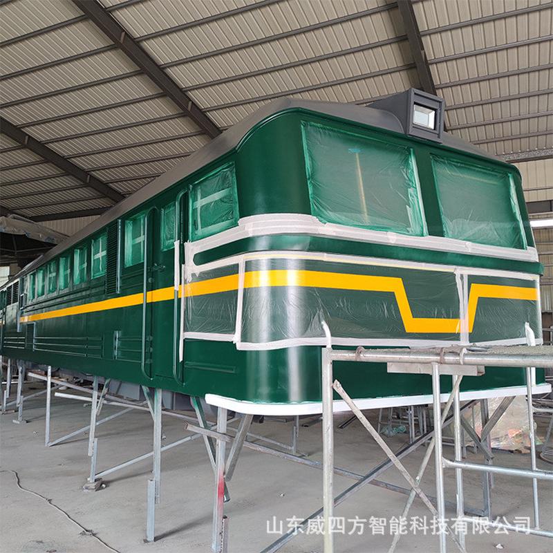 仿真复古火车模型老式蒸汽机内燃机 拍照打卡商场东风火车头模型