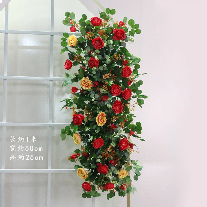 新款婚庆路引婚礼背景舞台装饰仿真花艺花橱窗拍照布置排道具外贸