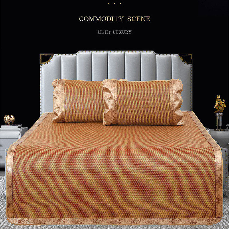 夏天空调双面藤席三件套1.5m单双人草席学生宿舍冰丝凉席席子批发