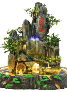 热销中式庭院花园田园招财双面水景流水摆件加湿装饰落地鱼池假山