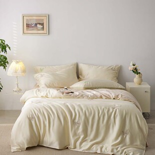 床笠三件套高级感60s天丝刺绣四件套夏季儿童卡通床单被套轻奢