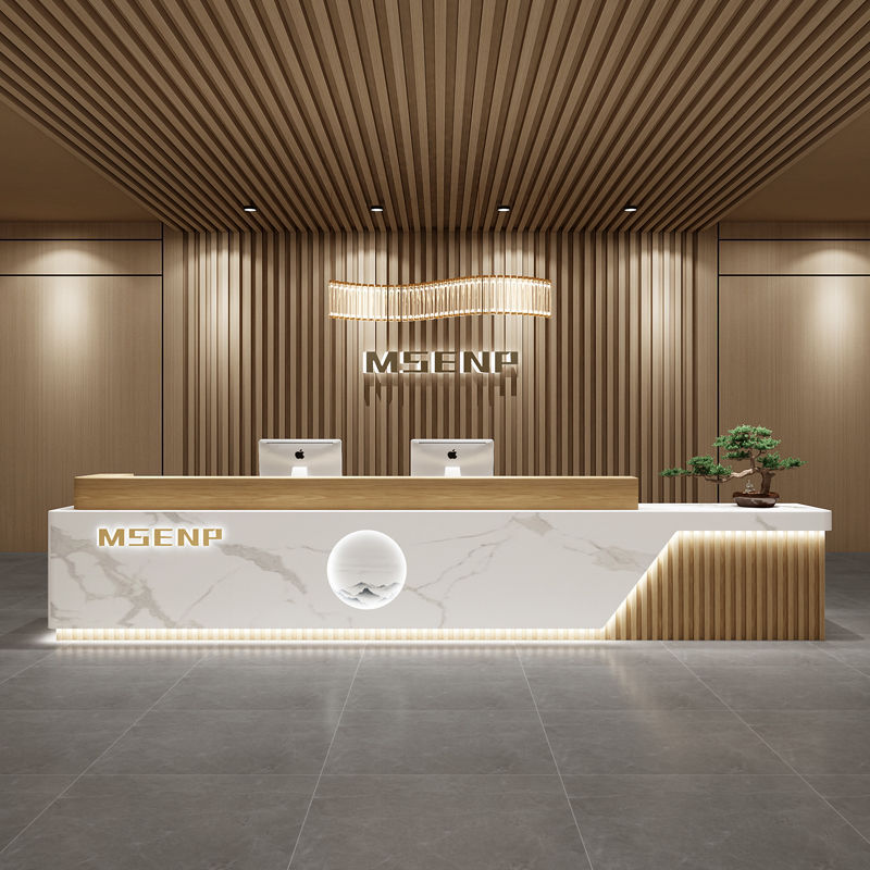 中式公司前台接待台培训机构柜台酒店大厅迎宾台美容院吧台收银台