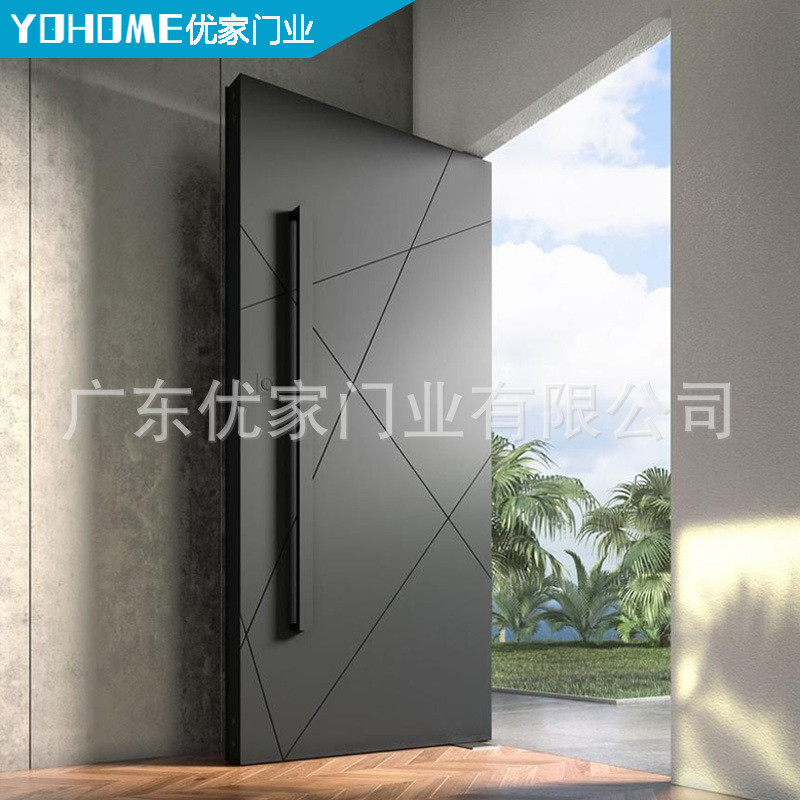 热销优家高端凹槽设计入户门铸铝门家装门旋转门中轴商用地弹簧转