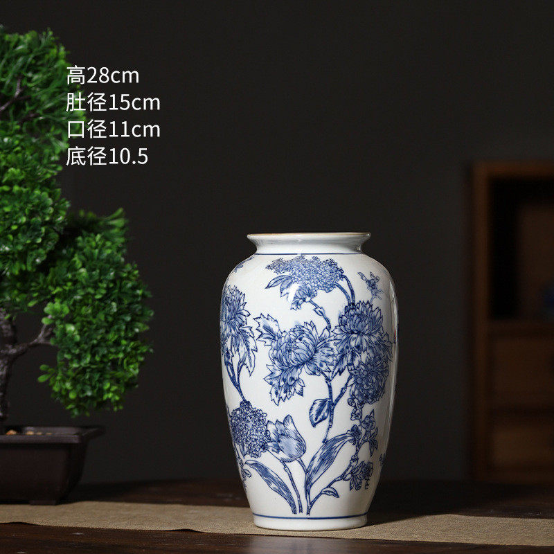新中式仿古瓶萝卜青花瓷花瓶摆件陶瓷花瓶客厅装饰品陶瓷摆件花瓶