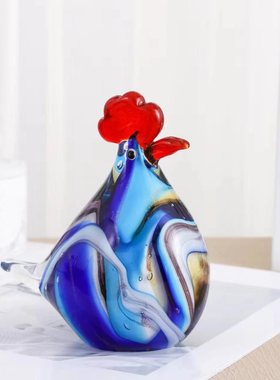 咕咕动物摆件古法琉璃精致鸡玻璃公鸡母鸡工艺品时尚家居装饰摆件