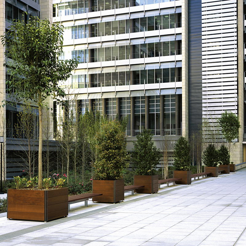 市政道路实木公园落地式道路户外防腐木花盆园林景观花箱花槽