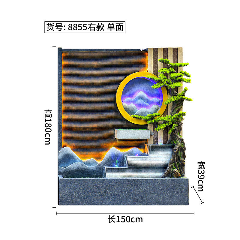水幕墙假山流水鱼池别墅庭院会所酒店山水造景喷泉屏风景观大摆件