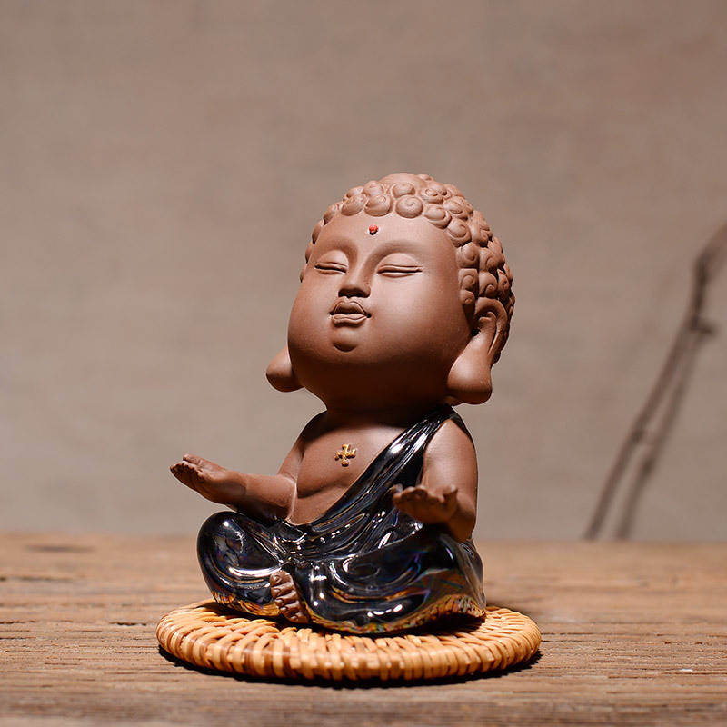 客厅装饰紫砂小如来茶宠家居博古架摆件精品陶瓷工艺品桌面摆设