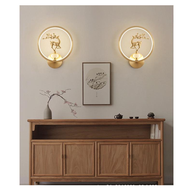 新中式全铜壁灯客厅卧室床头灯酒店led灯酒吧餐厅复古会所具批发