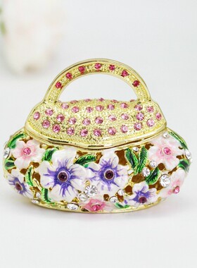 金属工艺品家居彩手工艺珐琅创意摆件镂空小花苞装饰饰品收纳盒