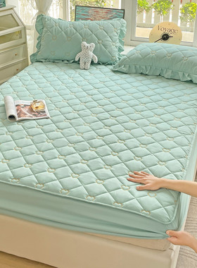 aza3梓萌夹棉床笠席梦思床垫单件防滑床罩保护套加厚床垫套床单1.