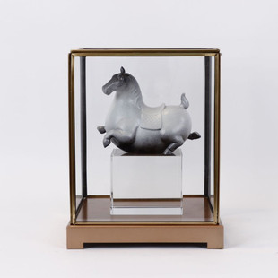 高级感防尘罩展厅书房博物架铜框玻璃罩子软装大理石展示盒马摆件