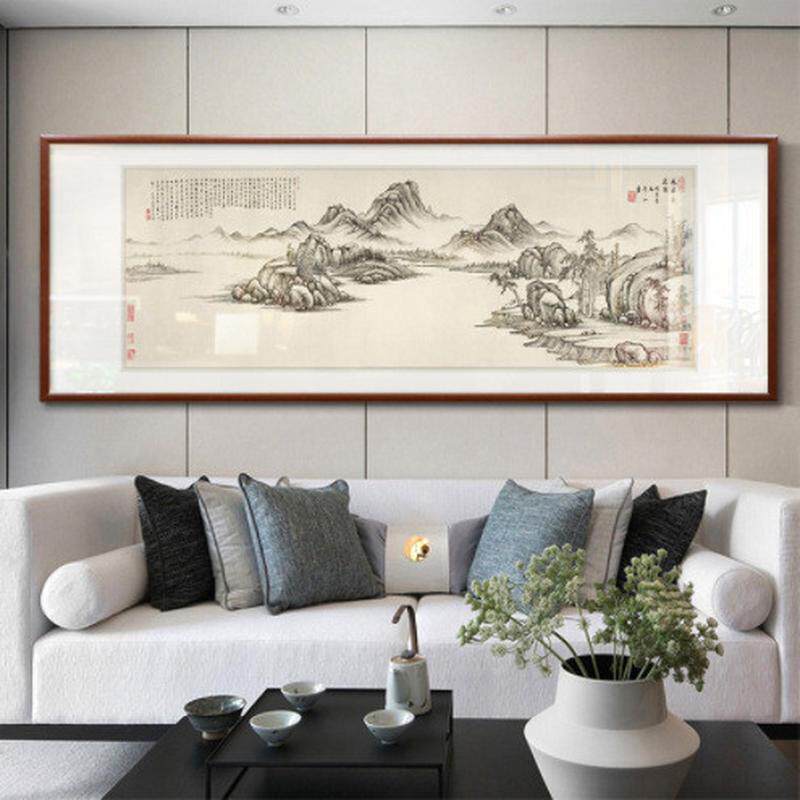 挂画客厅沙发背景墙实木装饰画办公室中国画山水画壁画大气新中式