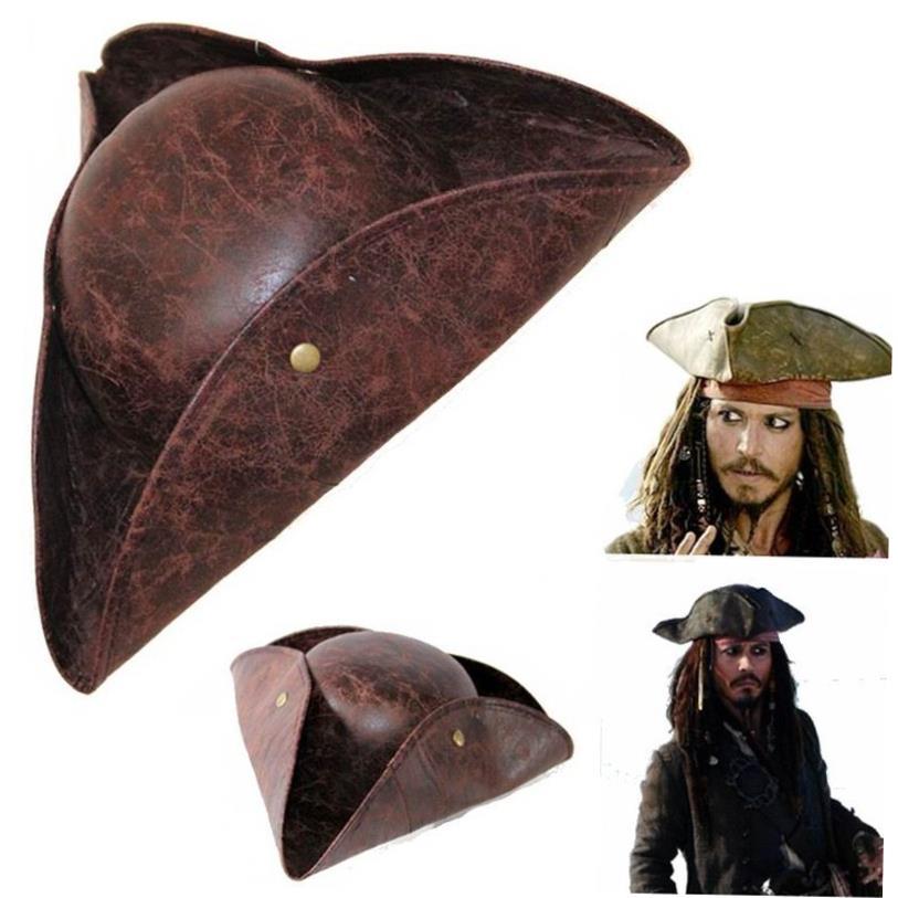 Pirate Tricorn Hat 加勒比海盗三角帽仿皮革海盗杰克船长帽