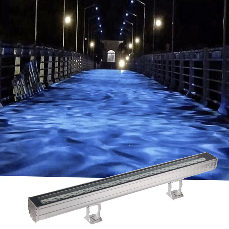 3d动态水纹洗墙灯户外防水LED外墙地面流水效果氛围条形水波纹灯