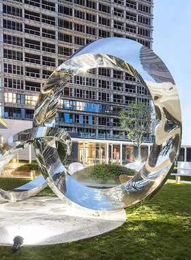 广场地产标志性大型镜面镂空金属摆件户外园林景观不锈钢雕塑定制