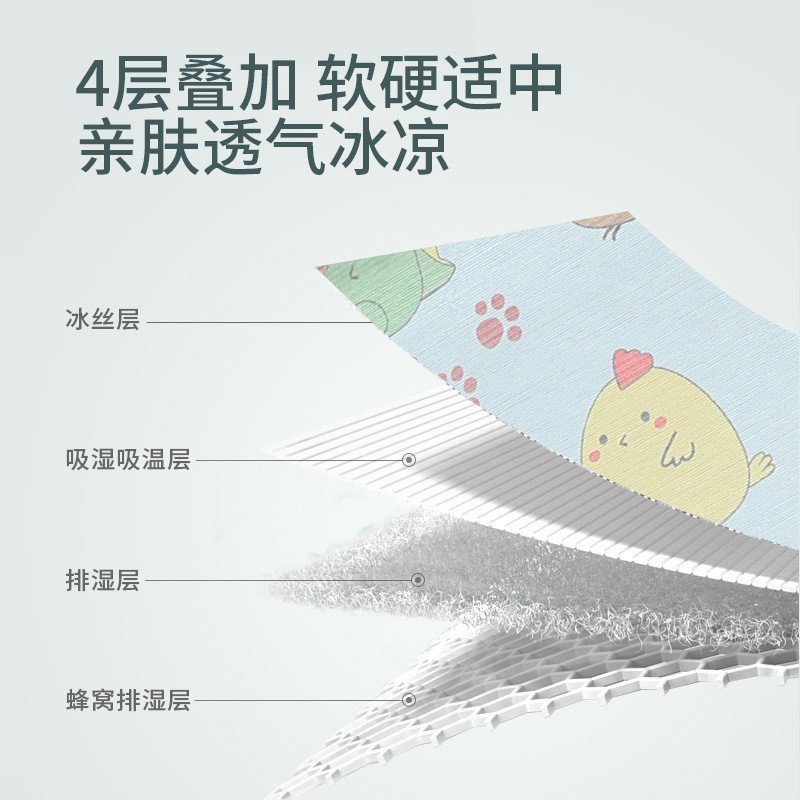 婴儿车冰丝凉席宝宝五点式手推车席垫通用型餐椅安全座椅凉席批发