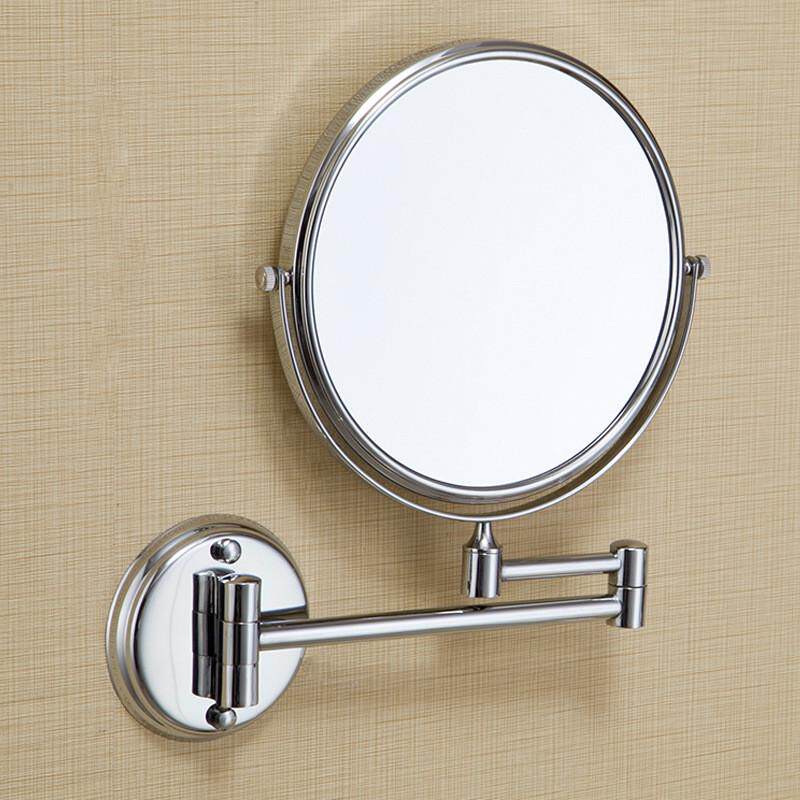 浴室化妆镜卫生间放大伸缩折叠双面镜壁挂不锈钢酒店3倍可美容镜
