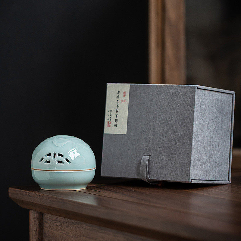 梅子青瓷安神檀香沉香香插工艺品摆件熏香炉香炉器器日式文人盘香