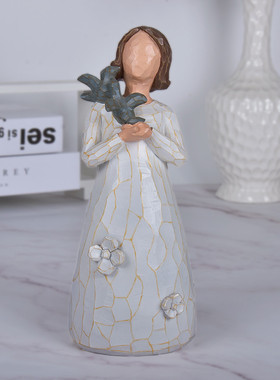 拥抱树脂摆件工艺品人抱狗创意蹲着北欧人物装饰客厅装饰