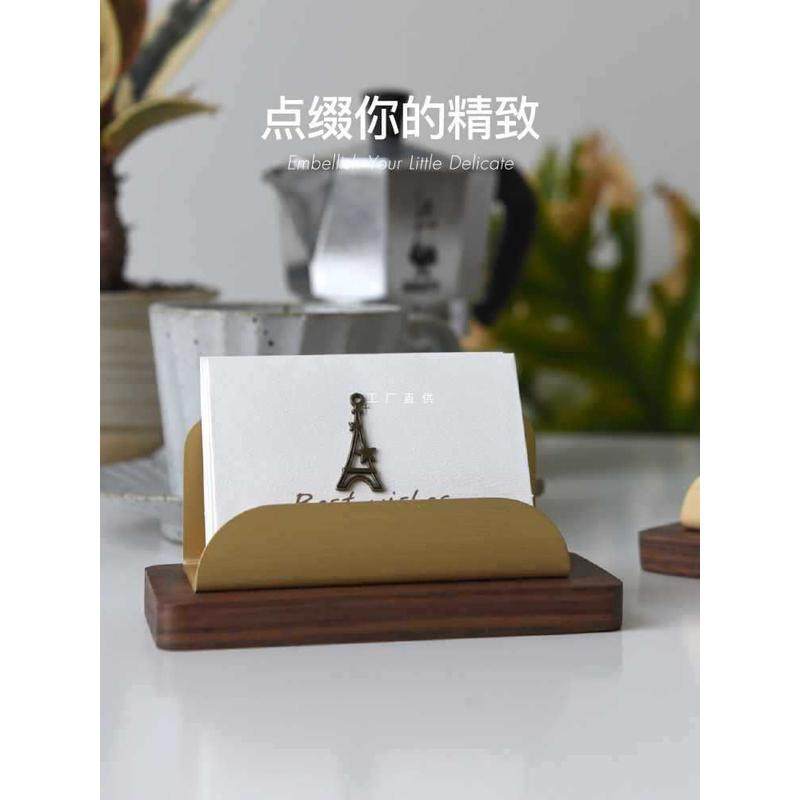 热销放名片架子木质收纳盒装卡片架座卡盒木头夹盒子前台展示定
