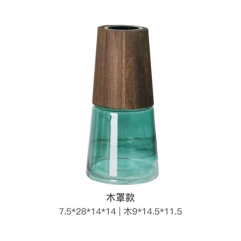 ins桌面玻璃花瓶柳南天竹水培器皿龙落地透明装饰品北欧轻奢简约