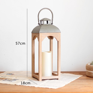 烛台 摆件法式 复古实木风灯样板间民宿酒店咖啡厅落地桌面装 饰美式