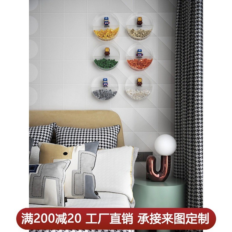 玄关装饰画高档轻奢客厅儿童房挂画潮流走廊壁画实物亚克力积木画图片