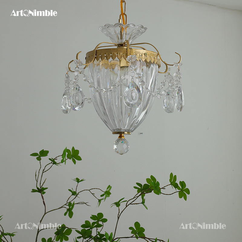 高级感法式复古雕花水晶小吊灯玄关餐厅入户美式飘窗过道床头吊灯