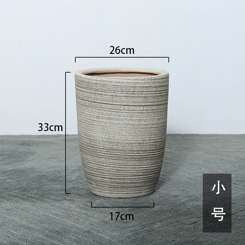 北欧特大号以上粗陶30cm陶瓷花盆大口径家用庭院商场摆件高档透气